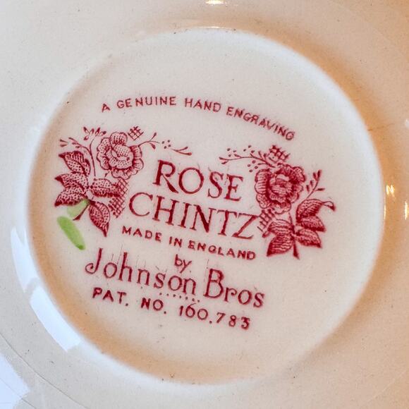 Set of 6-Johnson Brothers, 1930’s Rose Chintz Collection, Saucers, 5.75” - Picture 10 of 10